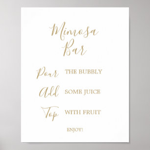 Guld kalligrafi bröllop Mimosa Bar skylt