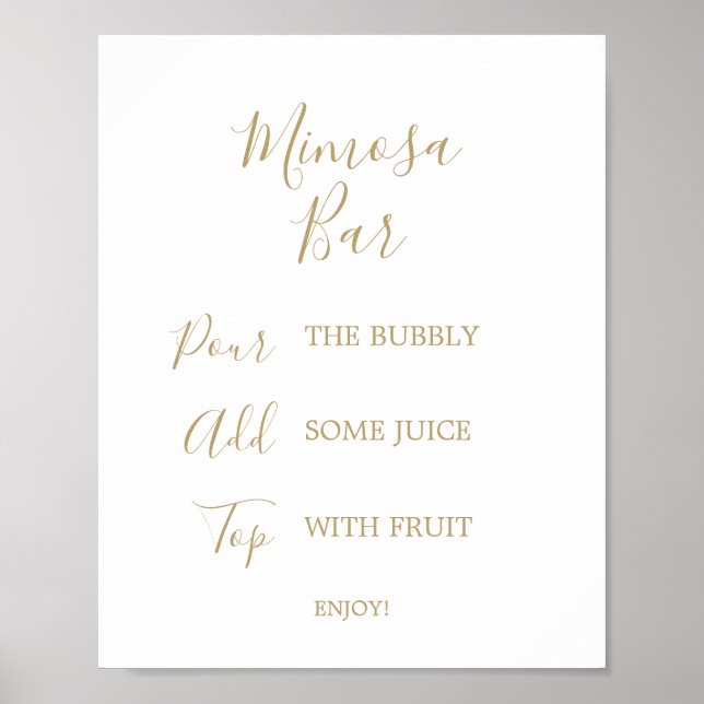 Guld kalligrafi bröllop Mimosa Bar skylt (Framsidan)