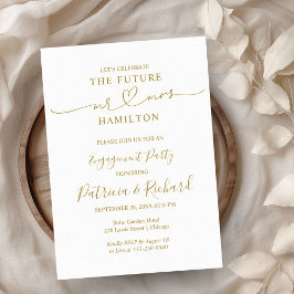 Guld kalligrafi förlovningsfest inbjudan