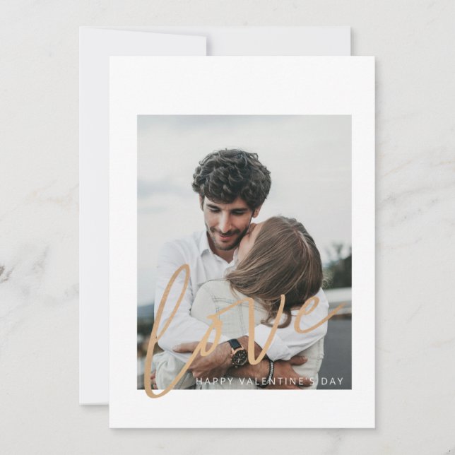 Guld kalligrafi Kärlek Foto Alla hjärtans dag-kort Julkort (Framsida)