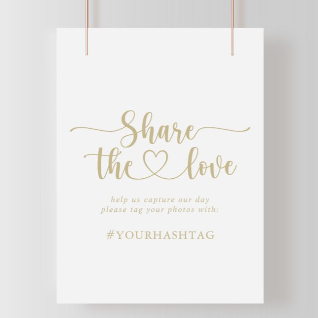 Guld Kalligrafi  Kärlek Hashtag-skylten Poster (Skapare uppladdad)