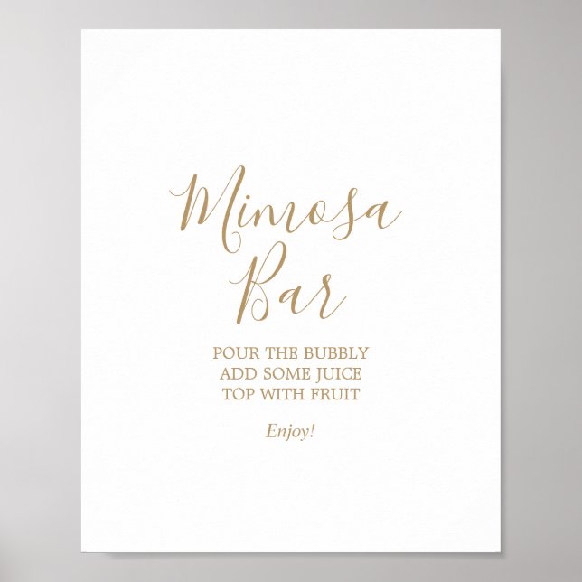 Guld kalligrafi Mimosa Bar Bröllopsskylt Poster (Framsidan)
