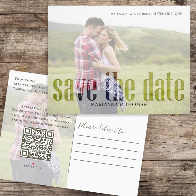 Guld kalligrafi skript Foto QR-kod Budget   Meddelande Vykort (Skapare uppladdad)