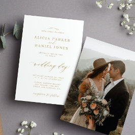 guld-kalligrafiskript för fotofoto i elegant bröll inbjudningar