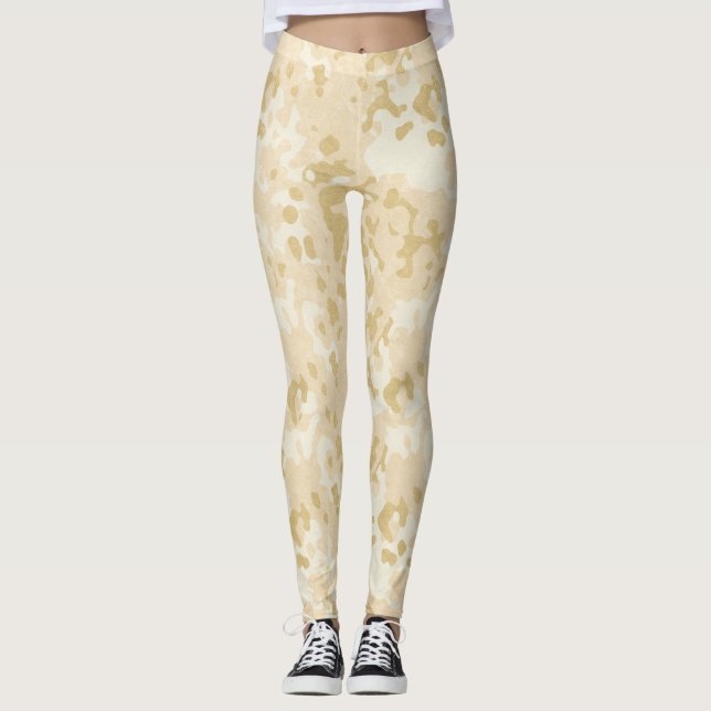 Guld kamouflage Glitter Leggings (Framsida)