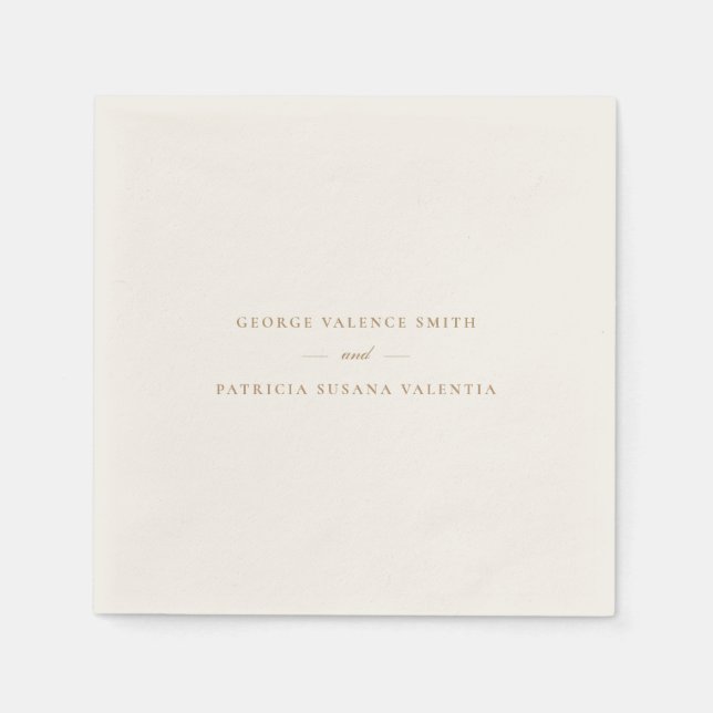 Guld-karamellformad kalligrafi Elegant bröllop Pappersservett (Framsidan)