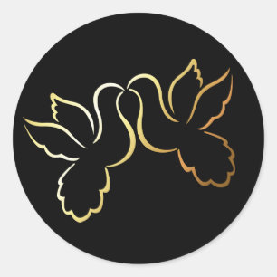 Guld Kärlek Doves Black Bröllop-märke / etikett