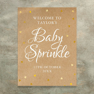 Guld Kärlek Hearts Baby Sprinkle Boho Välkomstteck Poster