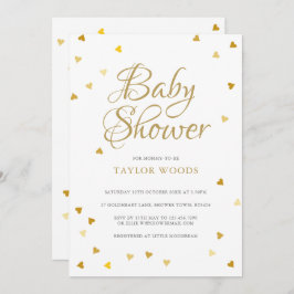 Guld Kärlek Hearts Confetti Baby Shower / Sprinkle Inbjudningar
