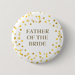 Guld Kärlek Hearts confetti Bröllop Namn Knapp