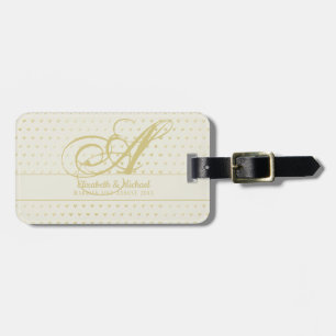 Guld Kärlek Hearts Monogram Bröllop Gift Newlyweds Bagagebricka