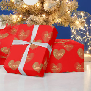Guld Kärlek Hearts on Red, Bröllop och Valentine Presentpapper
