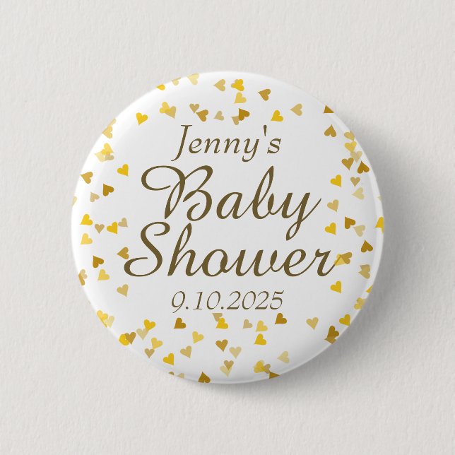 Guld kärlek hjärtan baby shower / Sprinkle Knapp (Framsida)