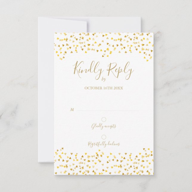 Guld kärlek hjärtan konfetti signatur RSVP OSA Kort (Framsida)