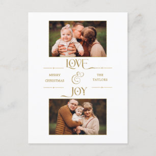 Guld Kärlek & Joy Typography 2-Photo Helg Vykort