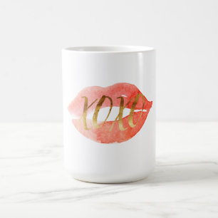 Guld Kärlek XOXO Watercolor Läppar Kaffemugg