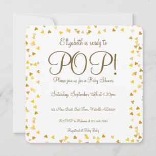 Guld Kärlekshjärta Baby Shower Redo för Små Roligh Inbjudningar