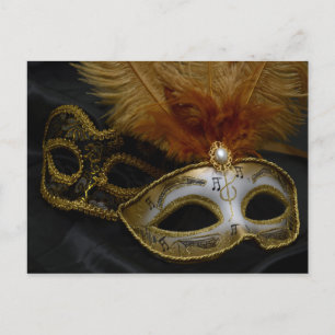 Guld Karneval Venetiansk Maskerad Maskerad Vykort