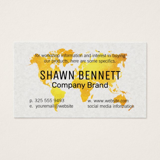 Guld Karta i världen | Bakgrund för Struktur Visitkort (Framsidan)