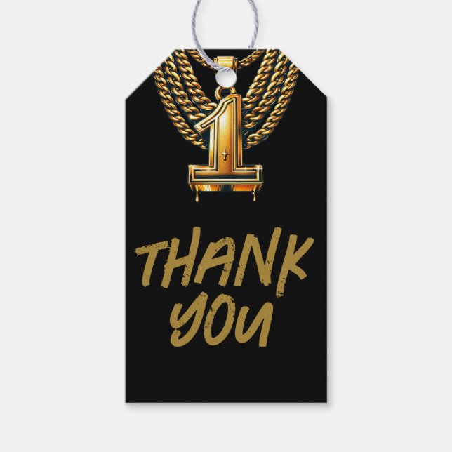 Guld-kedja 1 #1 Drift 1:a födelsedag Party Presentetikett (Framsidan)