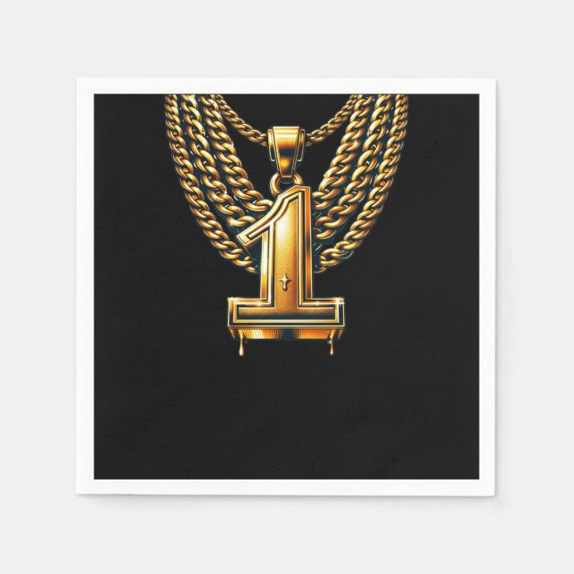 Guld-kedjan 1 Drivning nr 1 1 födelsedag Party Pappersservett (Framsidan)