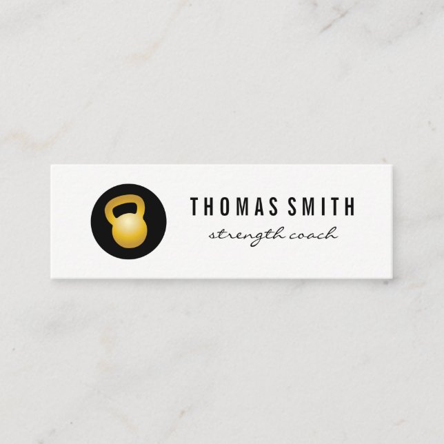 (Guld) Kettle Bell Fitness Trainer Mini Visitkort (Framsida)