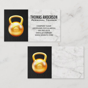 Guld Kettle Bell Marble Carbon Fiber Visitkort