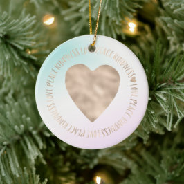 Guld Kindness Kärlek Peace Heart Aqua Rosa Tie Dye Julgransprydnad Keramik