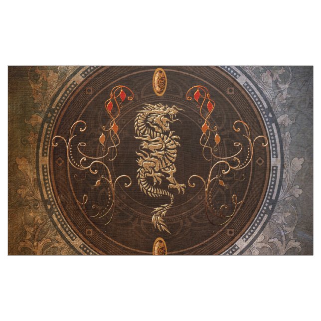 Guld- kinesisk drake tyg (Yard)