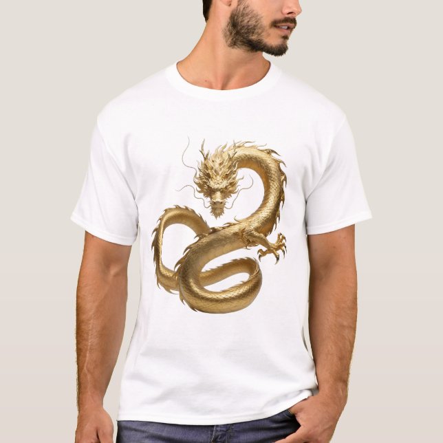 Guld kinesisk drakon konst | Mythiskt väsen fant T Shirt (Framsida)