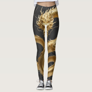 Guld kinesisk drakon konst Mytisk varelse fant Leggings