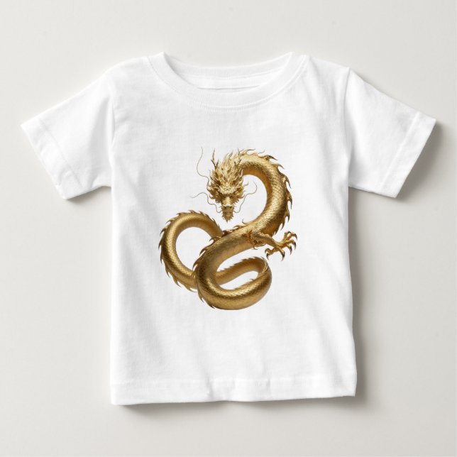 Guld kinesisk drakon konst | Myttisk varelse fant T Shirt (Framsida)