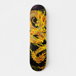 Guld kinesisk kejsare Dragon Inslag Anpassningsbar Skateboard Bräda 19,5 Cm