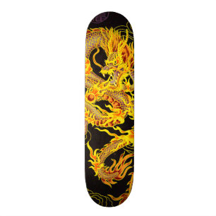 Guld kinesisk kejsare Dragon Inslag Anpassningsbar Skateboard Bräda 19,5 Cm
