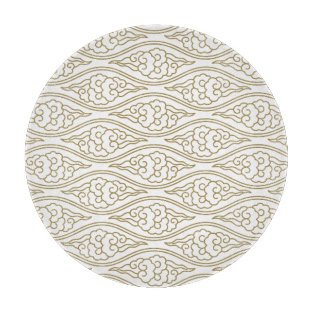 Guld kinesiska moln Mönster Glasskärskivor (Framsidan)