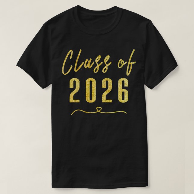 Guld-klass 2026 Student Gift High School Colleg T Shirt (Design framsida)