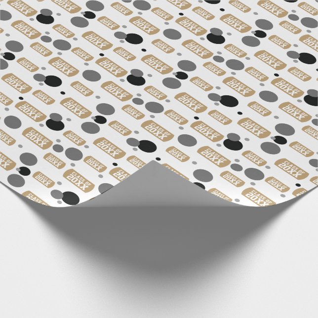 Guld "Klass Av" Hundmärke och Prick Mönster Presentpapper (Hörn)