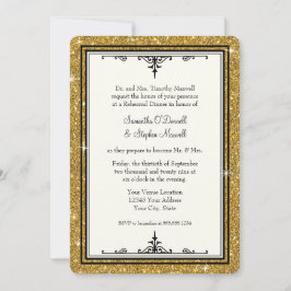 Guld Klassisk Elegant i Glitter stripe Inbjudningar