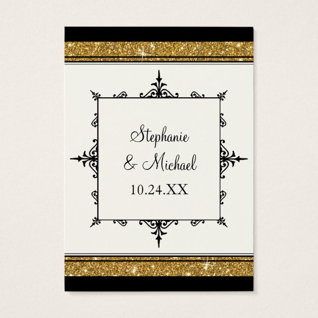 Guld Klassisk Elegant i Glitter stripe Visitkort (Baksidan)