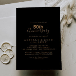 Guld Klassisk Minimal 50-års bröllopsjubileum Inbjudningar