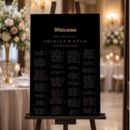 Guld Klassisk Minimal Alfabetisk Sittplatskarta Poster