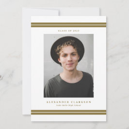 Guld Klassiska Ränder Moderna Foto Examen Meddelande