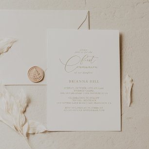 Guld klassy Chic minimalist First Communision Inbjudningar