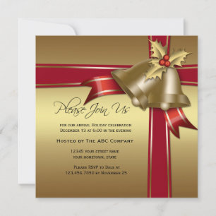 Guld Klockor, Holly, Red Ribbon Corporate Party Inbjudningar