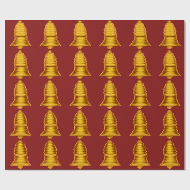 Guld Klockor om Mörk Röd utrullning Papper Presentpapper (Platt)
