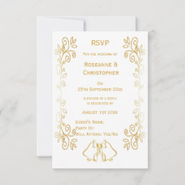 Guld Klockor Scrollwork Design Bröllop OSA Kort