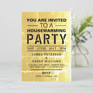 Guld Klubb Poster Houseuppvärmning Party Inbjudningar