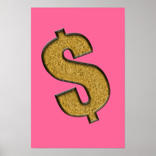 Guld-klumpad dollarsignatur poster