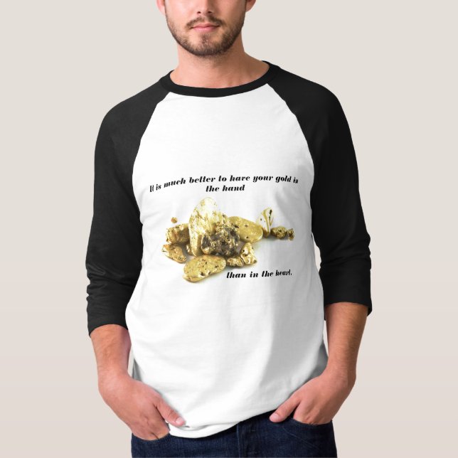 Guld- klumpar på vit tee shirt (Framsida)