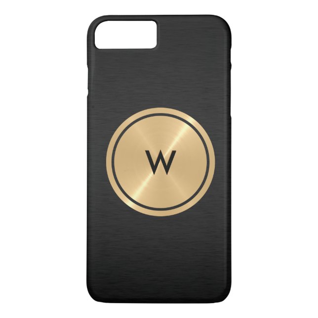 Guld-knapp och svart rostfritt stål Metall Case-Mate iPhone Skal (Baksida)